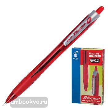 Ручка шариковая с кнопкой "REX GRIP" красная 0,7 мм (PILOT)