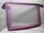 Папка для тетрадей на молнии А4, 1 отделение, прозрачный пластик, сиреневая окантовка