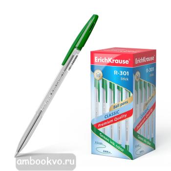Ручка шариковая R-301, 1мм, зеленая (ErichKrause)