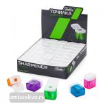 Точилка пластиковая с контейнером и крышкой, 1 отверстие