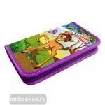 Пенал 1 отделение на молнии. Ламинированный картон и ткань. Веселые друзья