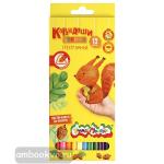 Карандаши треугольные деревянные, 12 цветов, картонная коробка