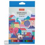 Карандаши цветные 18 цветов "Городок" трехгранные, заточенные, в картонной коробке с европодвесом