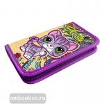 Пенал 1 отделение на молнии. Ламинированный картон и ткань. Beauty