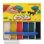 Пластилин 6 цветов со стеком