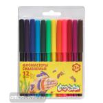 Фломастеры классические смываемые, круглый корпус, 12 цветов, в блистере