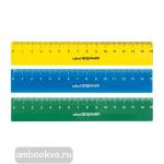 Линейка 15 см, пластмассовая, ассорти, непрозрачная