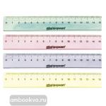 Линейка 15 см, пластмассовая, ассорти, прозрачная